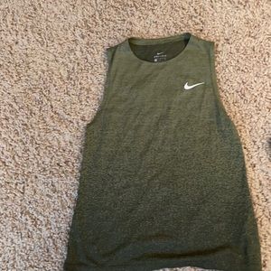Nike dri fit running tank - olive green - M